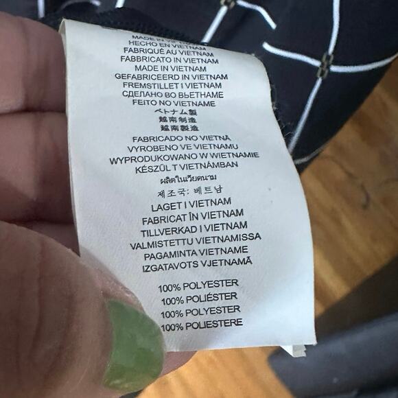 Michael Kors Surplice Peplum Blouse – Black & White Windowpane - Picture 6 of 7